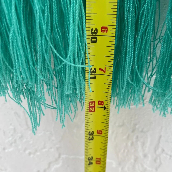 Monisqui Womens Handmade Boho Style Green Tassel Top Gray Sz Large - Picture 3 of 7